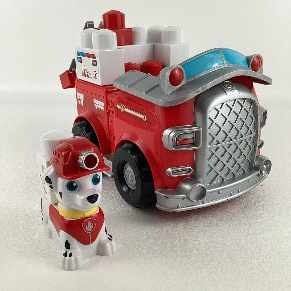 Paw Patrol Ionix Rescue Pups Marshall Fire Truck Vehicle Building Block Set Toy
